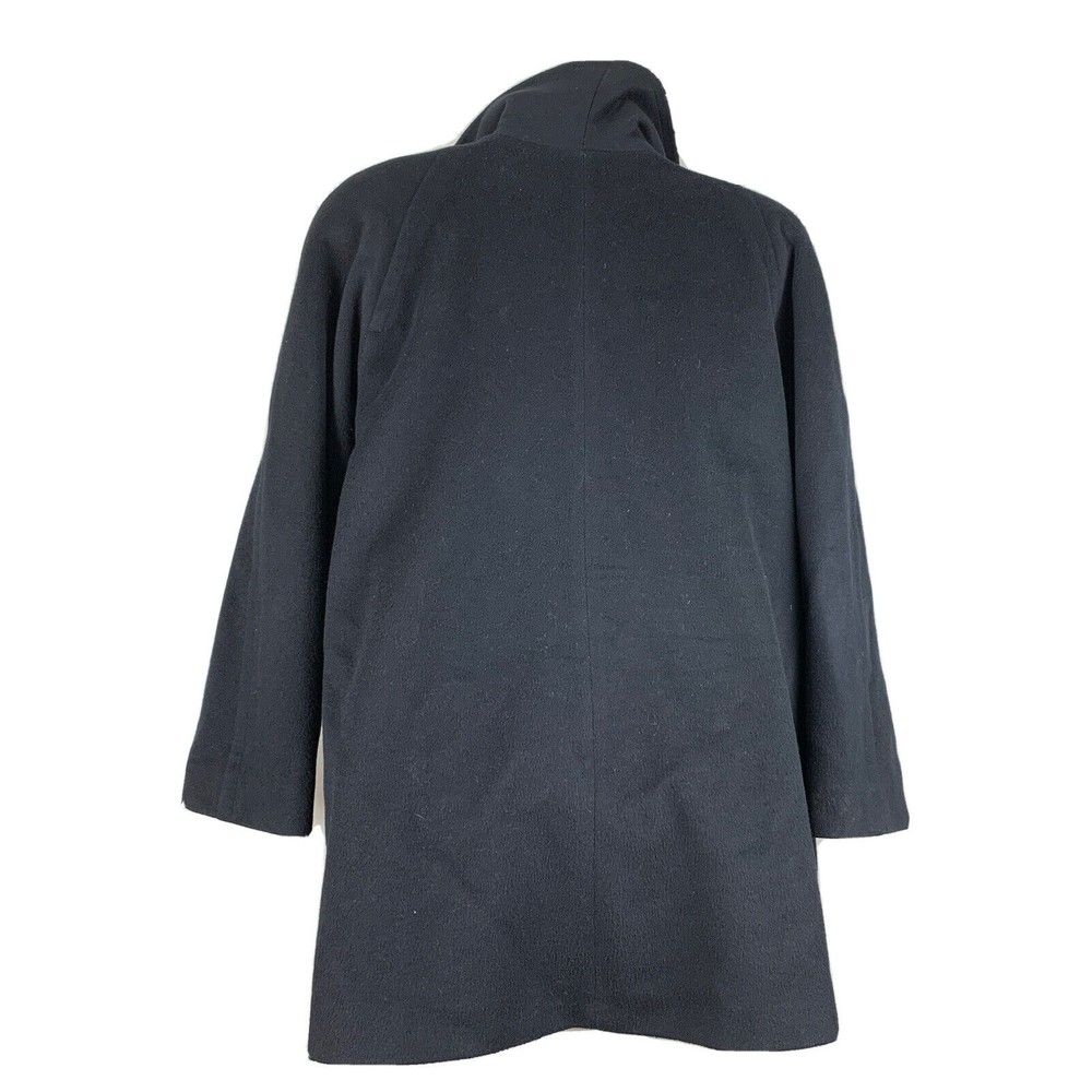 Vintage Women’s SZ 10 Coat Black Outdoor Cold Wool Double Breasted Knee Length - Picture 3 of 12